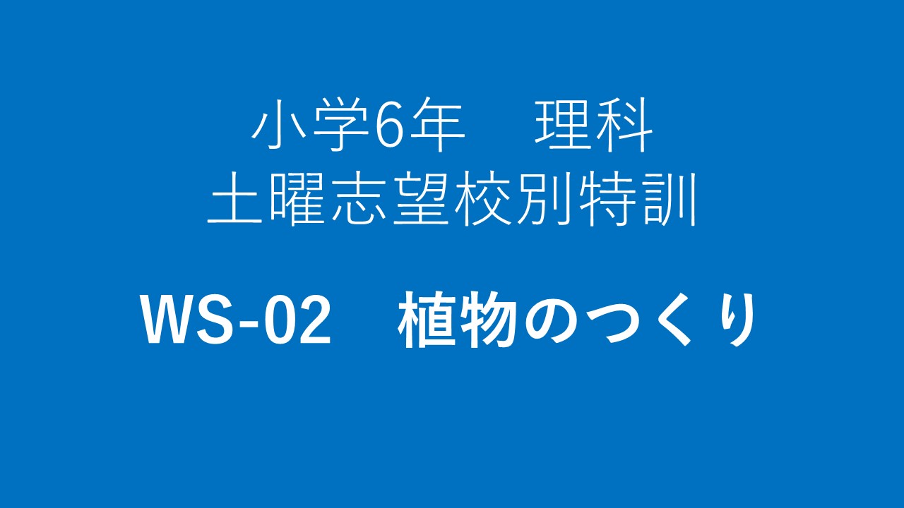 サピックス6年理科土曜日特訓WS-02植物のつくり